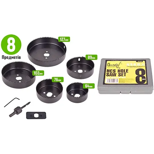 Набор корончатых фрез по дереву Alloid Building Tools 8 предметов (HS-64127) - фото 4