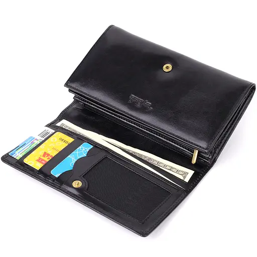 Стильный женский горизонтальный кошелек из натуральной глянцевой кожи Tony Perotti 173х9.7х3.5 см acs0032274 - фото 7