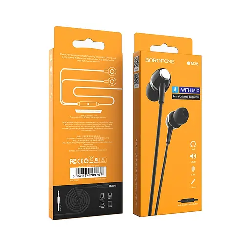 Навушники BOROFONE BM36 Acura Universal earphones with mic Black - фото 5