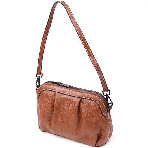 Жіноча сумка з драпіруванням з натуральної шкіри Vintage 23х15х7 см 000315804