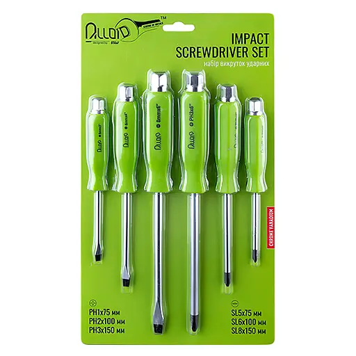 Набір викруток ударних Alloid хрест/шліц 6 шт. (HOU-22201) - фото 1