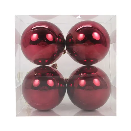 Набір новорічних куль Yes! Fun пластик 8 см 4 шт. бордо глянець (975101) - фото 2