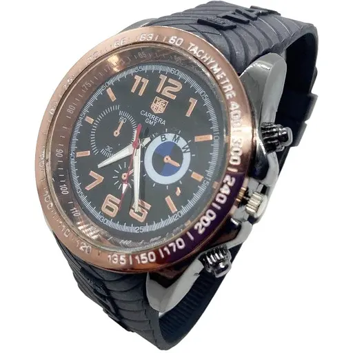 Часы мужские наручные Clockhouse Carrera GMT BMW Черные с бронзой (IBW878B)