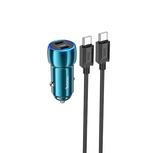 Адаптер автомобильный HOCO Type-C to Type-C Cable Tough dual port car charger Z48 |2Type-C, 40W/3A, PD/QC| - фото 1