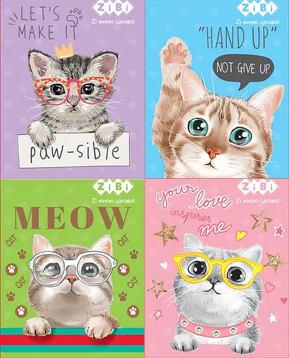 Блокнот на пружині зверху Kitty KIDS Line, А7, 40 аркушів, картонна обкладинка, 4 шт. в упаковці