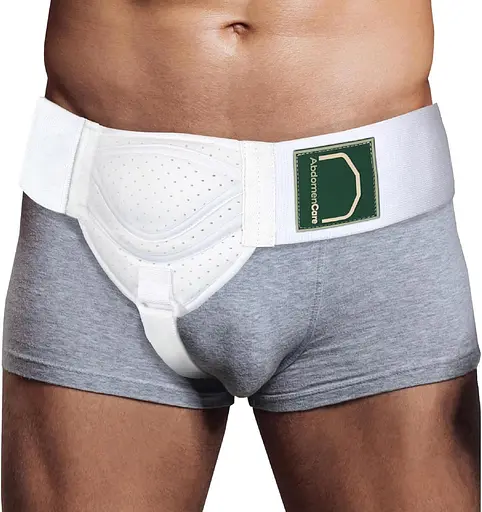 AbdomenCare Бандаж пахової грижі для чоловіків і жінок для гриж з лівої або правої сторони I 2 прямі компресійні прокладки