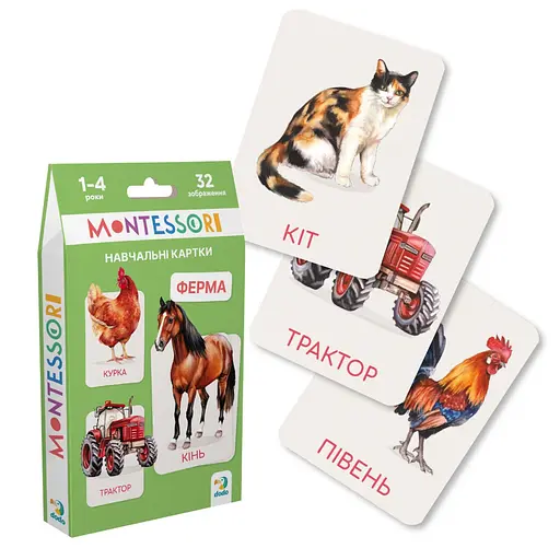 Дитячий набір навчальних карток Монтессорі "Ферма" DoDo Toys 301233, 32 зображення - фото 2