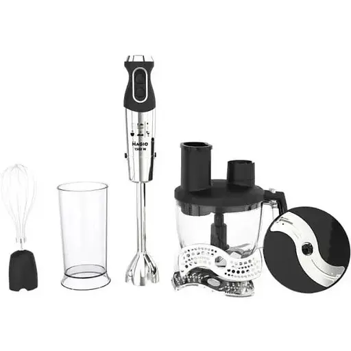 Кухонний багатофункціональний блендер Magio MG-642 з дисками для шаткування 4 в 1 чорний 1500 Вт - фото 1