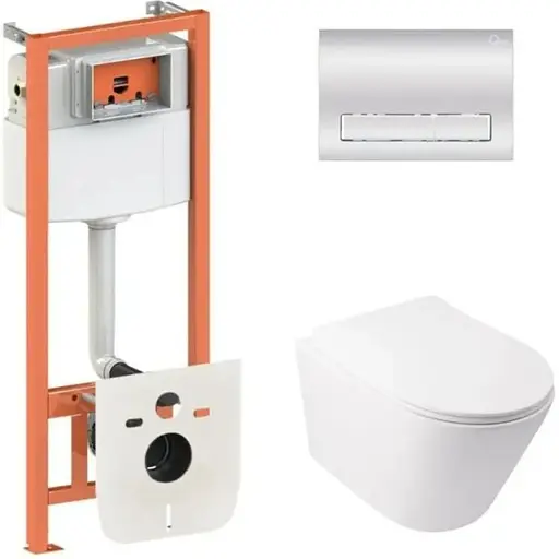 Набір Q-tap Nest 4 в 1 підвісний унітаз Swan Ultra Quiet 485x360x320 + комплект інсталяції QT16335179W45154 - фото 1