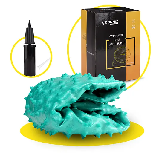 Мяч для фитнеса (фитбол) Cornix 65 см массажный Anti-Burst Mint XR-0488 - фото 6