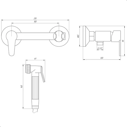 Смеситель для гигиенического душа наружного монтажа 150 мм Domino Prestige DPS-6-106MIX, Хром - фото 6