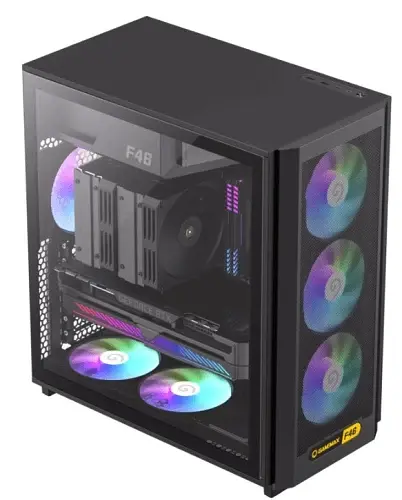 Корпус GameMax F46, Black, без БЖ, Mini Tower, ATX / Micro ATX / Mini ITX, Type-C / 2xUSB 3.0, макс. CPU - 169 мм / VGA - 350 мм, 4x120 мм ARGB, боковая панель из закаленного стекла