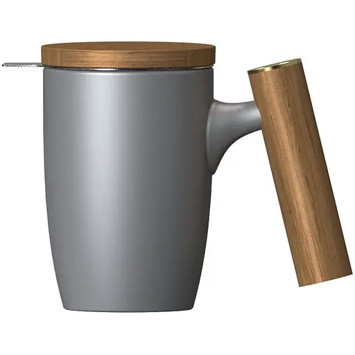 Чашка-заварник DHPO Wooden Brew Mug TM450-05A 450 мл Сірий
