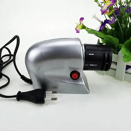Електрична точилка для заточування ножів та ножиць ELECTRIC SHARPENER Silver, Kitchen Master Сірий 86963 - фото 6