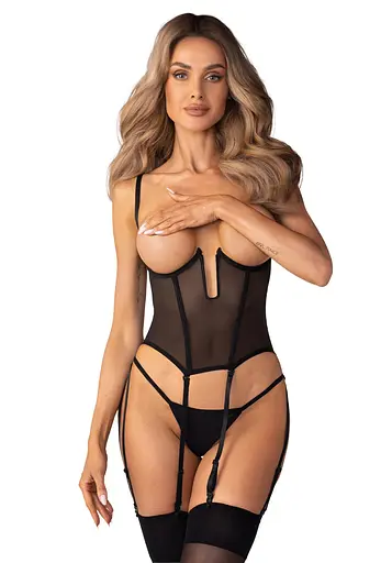 Корсет Obsessive Euphori, S/M (чорний)