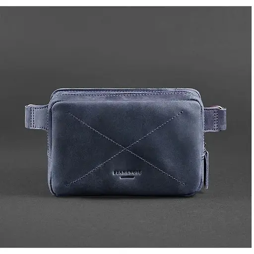 Шкіряна поясна сумка Dropbag Mini синя - фото 1