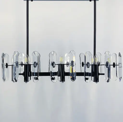 Люстра в черном цвете удлиненного корпуса с удлиненными камешками Line.F MD 2008-B L - фото 1