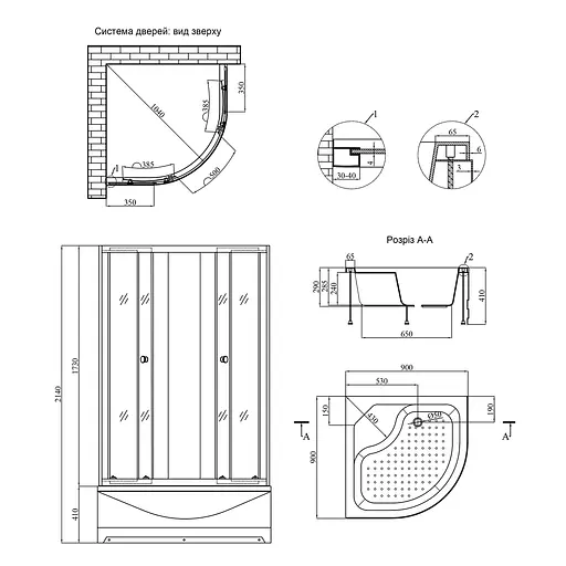 Душевая кабина Kroner KRP Harz - C.Т.G. 90x90 см CV029564, тонированная, хром матовый - фото 2