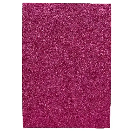 Фоаміран EVA Glitter HQ, 1.7 мм, Яскраво-рожевий, з клеєм, А4, 10 аркушів в упаковці