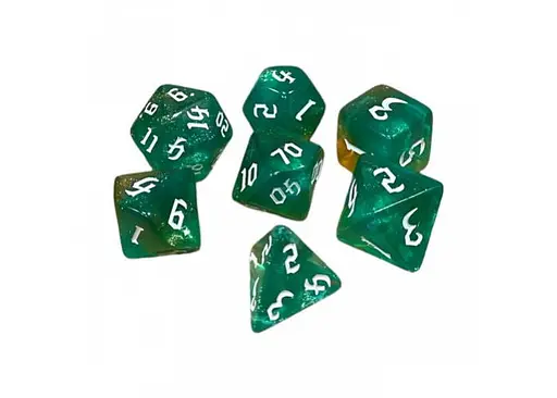 Набір кубиків Double Color Glitter 7 Dice Set - Aqua-Gold , 7 шт. (g7dglitdc04)