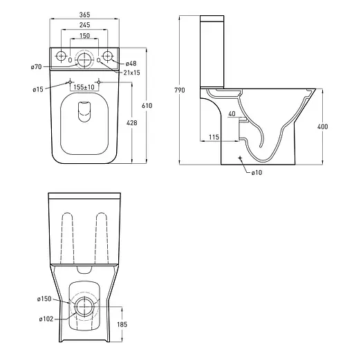 Унитаз-компакт Volle Leon Open Rimless 13-11-959, Белый - фото 2