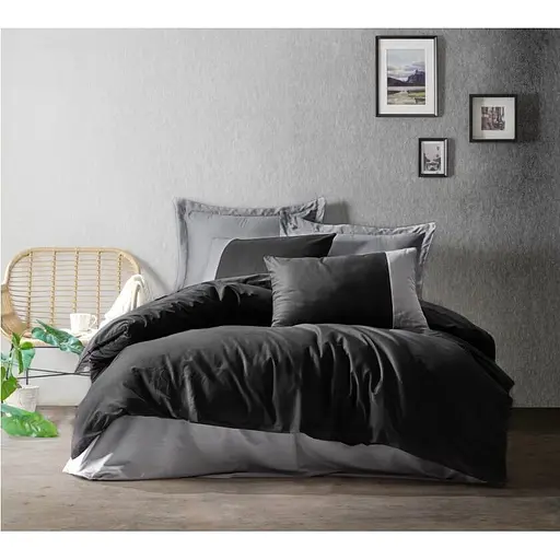 Комплект постільної білизни CottonBox Plain Black/Grey Євро Різнобарвний 000230401