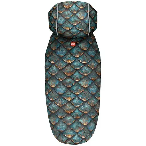 Дощовик-накидка з капюшоном для собак Waudog Clothes малюнок Луска XS А 26-29 см B 32-41 см С 21-26 см