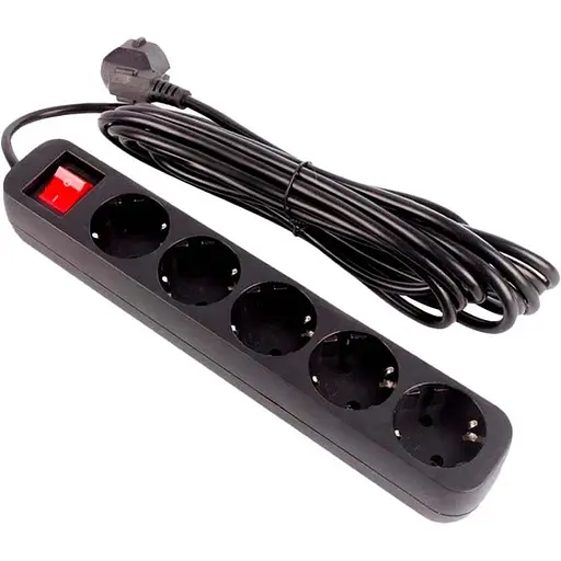 Мережевий фільтр-подовжувач ColorWay CW-PSEA55BK 5 розеток 5 м Black