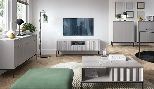 Комод Perfect Home Нова / Nova 3-дверний з 3 шухлядами і чорними ніжками KSZ154 Сірий (PFH-091242) - фото 6