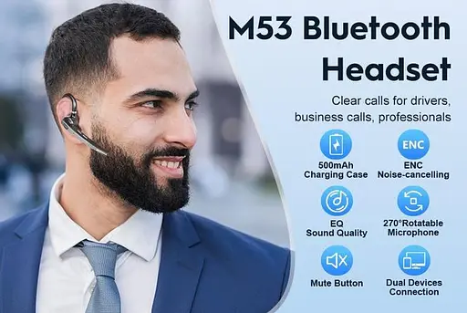 Бездротова Bluetooth гарнітура New Bee M53 з шумозаглушенням і зарядним кейсом Чорний - фото 8