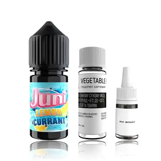 Набор компонентов для самозамеса солевой заправки Juni Lemon Currant 30 мл 0-50 мг Смородина Лимон Кислинка Холод (12008)