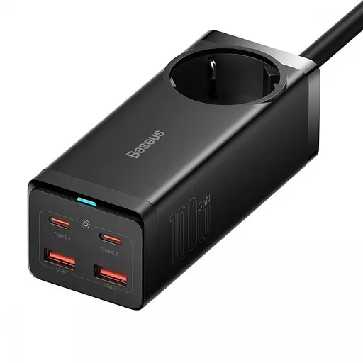 Зарядний пристрій Baseus GaN3 Pro Desktop Powerstrip AC+2U+2C 100 W PSZM000401 чорний - фото 1