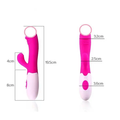 Двухсторонний вибратор 10 режимов стимуляции клитора и точки G Розовый K000436 - фото 4