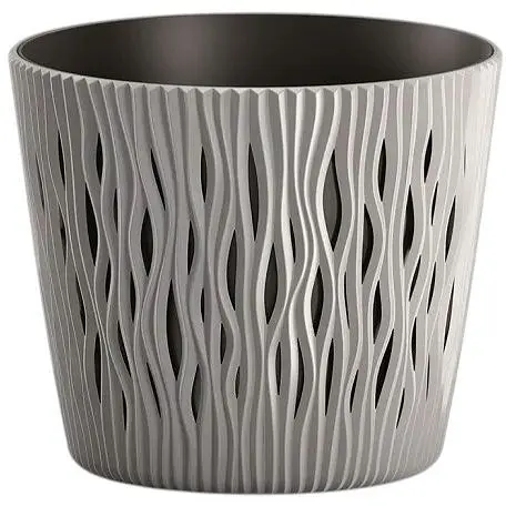 Горшок с кашпо для растений 2в1 Prosperplast Sandy Round 5 л серый
