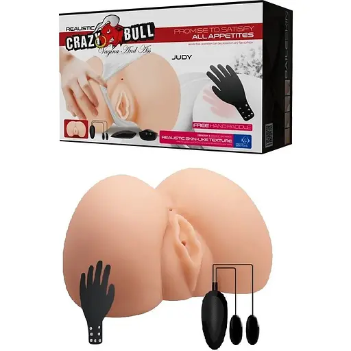 Мастурбатор Вагина и анус с двойной вибрацией Crazy Bull-Judy Vibrating, BM-009095Z-1, Телесный - фото 3