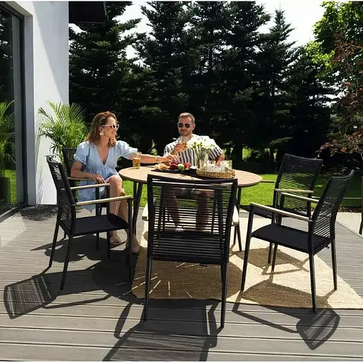 Комплект садовой мебели Di Volio Acona 6+1 черный/бежевый - фото 5