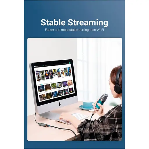 Адаптер Vention USB 3.0-A to Gigabit Ethernet Adapter Gray 0.15M Aluminum Alloy Type (CEWHB) - фото 5