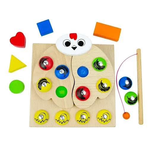 Дерев'яна розвивальна гра "Магнітний сортер Квочка" 900637 - фото 3