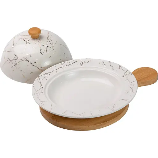 Масленка Yiwu фарфоровая 25х18.5х9 см с крышкой и дощечкой HP-1224 - фото 5