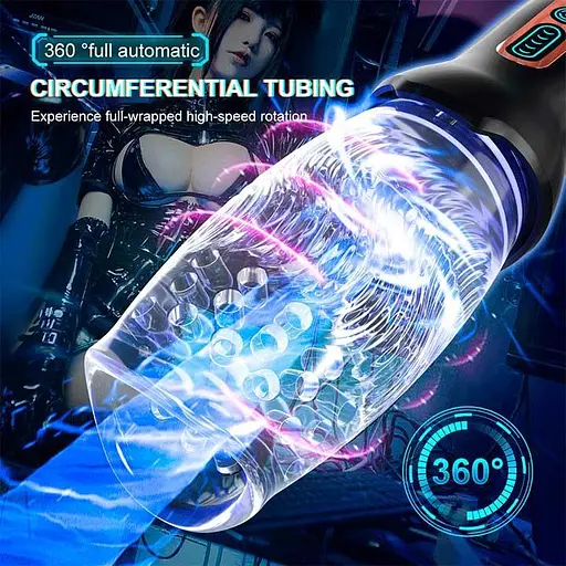 Автоматичний мастурбатор з ротацією Intense Warrior 360 Чорний K000898 - фото 8