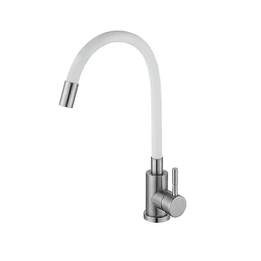 Змішувач для кухні Lidz Aria 04R-WFS з гнучким виливом Білий - фото 1