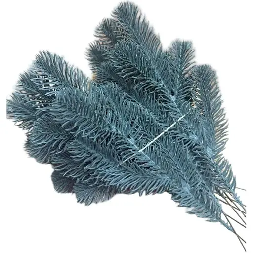 Декоративная ветка 34см Искусственный материал для флористики с литым эффектом хвои 200 шт Голубая - фото 1