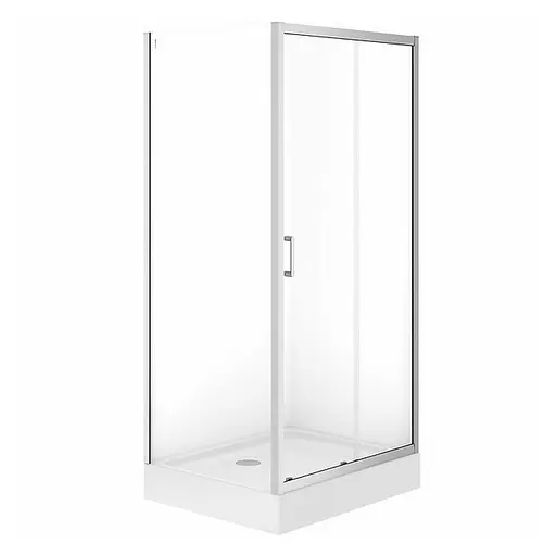 Душевая кабина Cersanit Brasco 100x80 см прямоугольная раздвижная прозрачное стекло на мелком поддоне хром S601-234, прозрачный, хром - фото 1