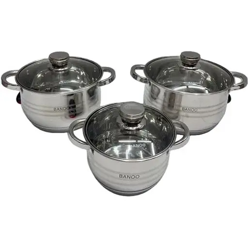 Набор кастрюль Banoo BN-5002 3 кастрюли для всех видов плит 9-слойное дно - фото 1