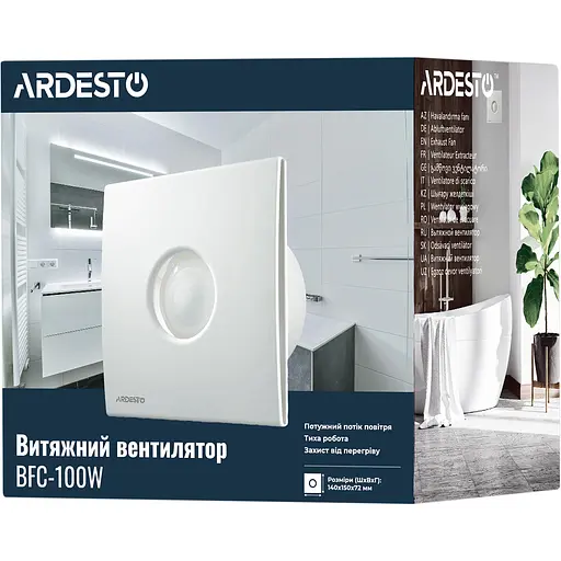 Вытяжной вентилятор Ardesto BFC-100W 15 Вт 70 м3/ч 2400 об/мин 30 дБ белый - фото 8