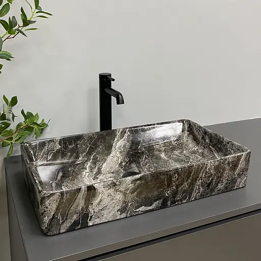 Умивальник VBI Triest anthracite marble накладний VBI-012717, Мармур - фото 5