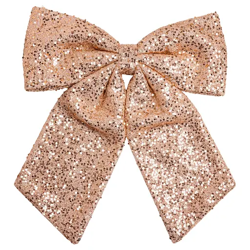 Бант новорічний для декору з паєтками на ялинку Yiwu 55×70 см великий на маківку ялинки Золотистий CR-2-21 