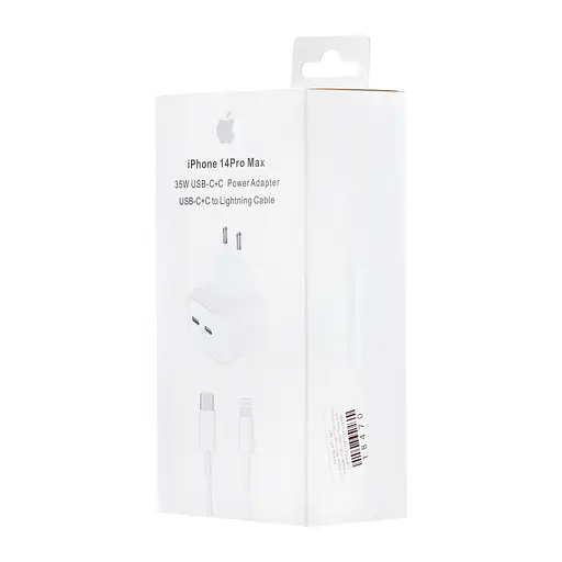 Мережевий зарядний пристрій Apple 35W Dual USB-C Power Adapter With Cable Type-C to Lightning High c0py Білий - фото 2