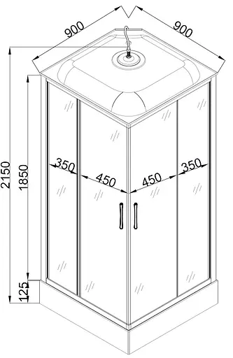 Душевой бокс Bravo квадратный Nida L90GBB (L90B) (4уп.), Черный матовый, прозрачный, Черный матовый - фото 6