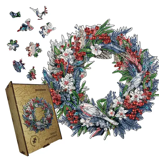 Пазл деревяний Морозний Вінок, А1, 500+ елементів, Картонна коробка